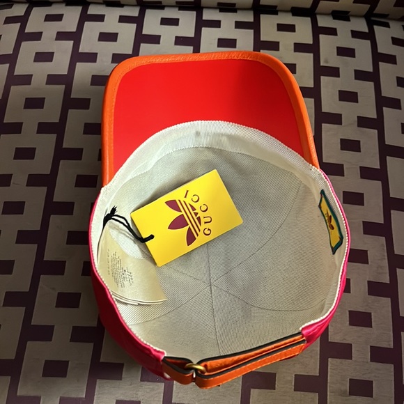 Gucci x adidas unisex seta silk leather trim logo monogram baseball cap hat NEW - Picture 7 of 8